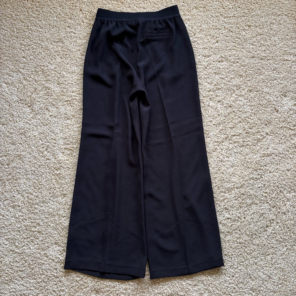Spanx Carefree Crepe Pleated Wide Leg Trousers Size Medium Black Pull On - Picture 8 of 10